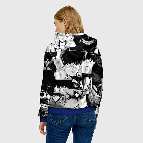 Женская толстовка Токийский гуль паттерн / 3D-Синий – фото 4