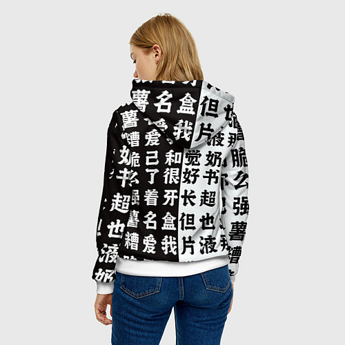 Женская толстовка Японские иероглифы Япония Tokyo / 3D-Белый – фото 4