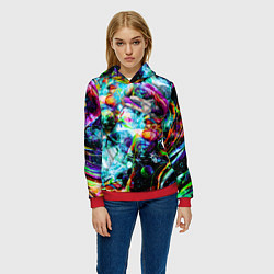 Толстовка-худи женская Красочный космос, цвет: 3D-красный — фото 2