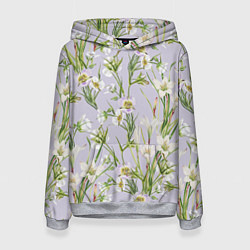 Толстовка-худи женская Цветы Лилии и Морозники, цвет: 3D-меланж