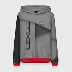 Толстовка-худи женская Lexus - серая абстракция, цвет: 3D-красный