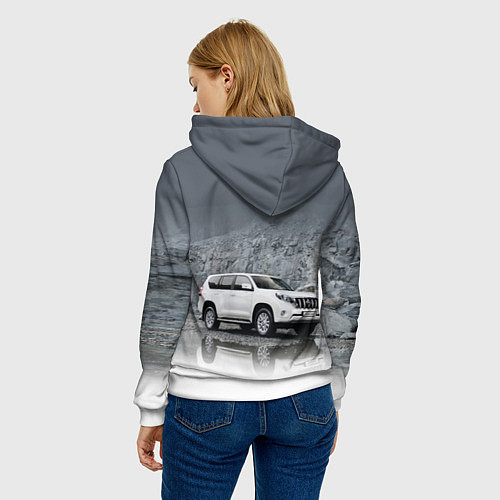 Женская толстовка Toyota Land Cruiser на фоне скалы / 3D-Белый – фото 4