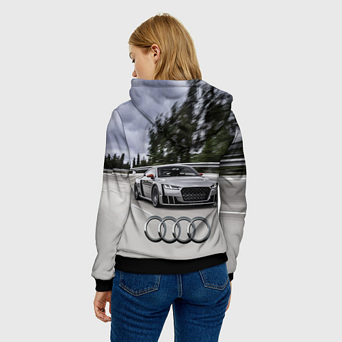 Женская толстовка Ауди на скоростном шоссе Audi on the expressway / 3D-Черный – фото 4