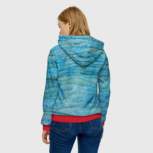 Женская толстовка Abstract pattern Waves Абстрактный паттерн Волны / 3D-Красный – фото 4