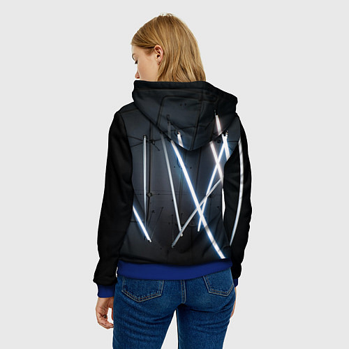 Женская толстовка Неоновые лампы во тьме - Голубой / 3D-Синий – фото 4