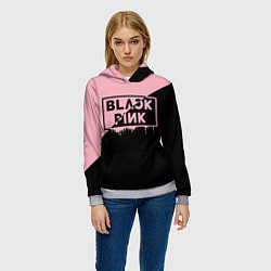 Толстовка-худи женская BLACKPINK BIG LOGO, цвет: 3D-меланж — фото 2