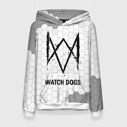 Толстовка-худи женская Watch Dogs Glitch на темном фоне FS, цвет: 3D-белый