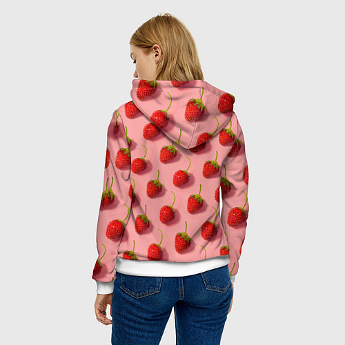 Женская толстовка Strawberry Pattern / 3D-Белый – фото 4