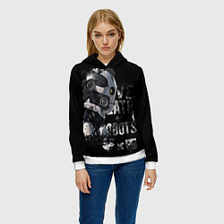 Толстовка-худи женская Робот с белой надписью, цвет: 3D-белый — фото 2