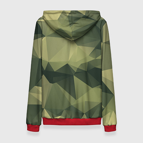Женская толстовка 3д полигоны - камуфляж / 3D-Красный – фото 2