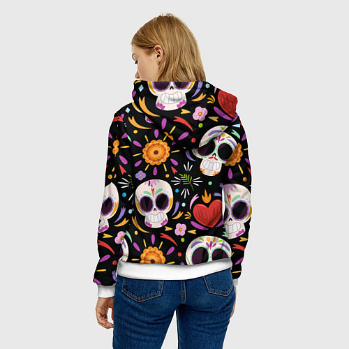 Женская толстовка Веселые черепа в цветах / 3D-Белый – фото 4