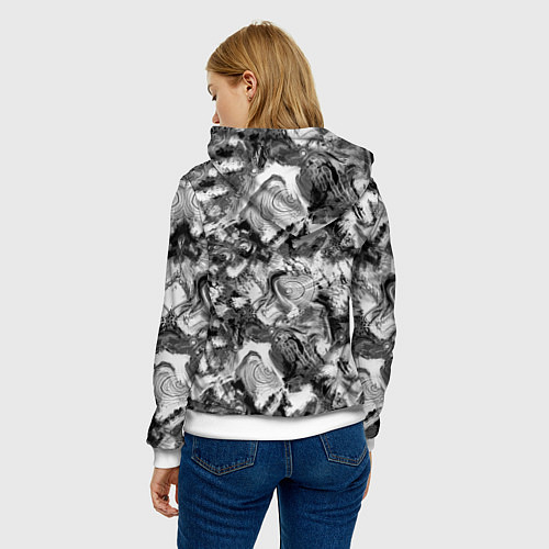 Женская толстовка Абстрактный в серых тонах фон с головой рыбы / 3D-Белый – фото 4