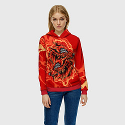 Толстовка-худи женская Огненные лисы, цвет: 3D-красный — фото 2