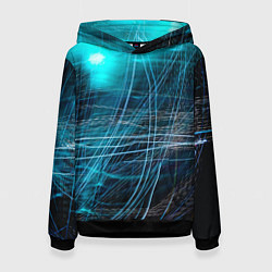 Женская толстовка Неоновые волны и линии - Голубой