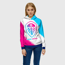 Толстовка-худи женская Leeds United Neon Gradient, цвет: 3D-синий — фото 2