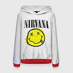 Толстовка-худи женская Nirvana логотип гранж, цвет: 3D-красный