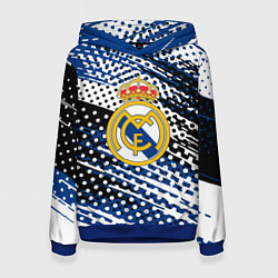Толстовка-худи женская Real madrid Реал Мадрид краски, цвет: 3D-синий
