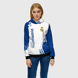 Толстовка-худи женская Реал Мадрид краска, цвет: 3D-черный — фото 2