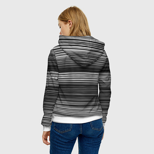 Женская толстовка Black and white thin stripes Тонкие полосы / 3D-Белый – фото 4