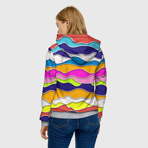 Женская толстовка Разноцветные волны Летний паттерн / 3D-Меланж – фото 4