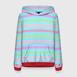 Женская толстовка Pink turquoise stripes horizontal Полосатый узор