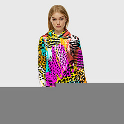 Толстовка-худи женская LEOPARD TEXTURE, цвет: 3D-черный — фото 2