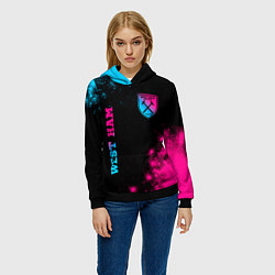 Толстовка-худи женская West Ham Neon Gradient, цвет: 3D-черный — фото 2