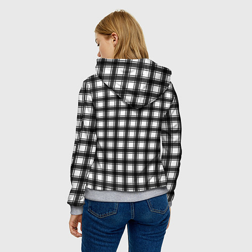 Женская толстовка Black and white trendy checkered pattern / 3D-Меланж – фото 4