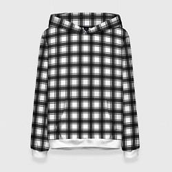 Толстовка-худи женская Black and white trendy checkered pattern, цвет: 3D-белый