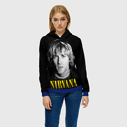 Толстовка-худи женская Nirvana - Kurt Donald Cobain, цвет: 3D-синий — фото 2