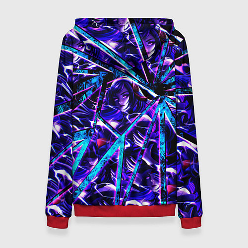 Женская толстовка Genshin Impact Шогун Райден осколки / 3D-Красный – фото 2