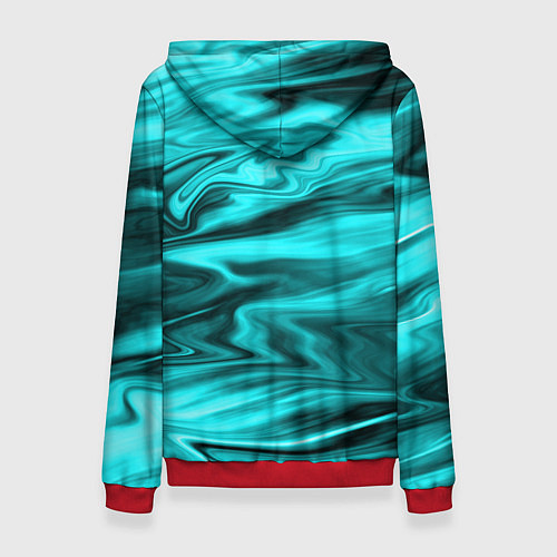 Женская толстовка Неоновый бирюзовый мраморный узор / 3D-Красный – фото 2