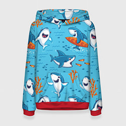 Женская толстовка Прикольные акулята - паттерн
