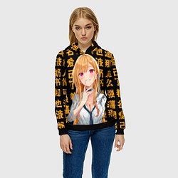 Толстовка-худи женская Марин Китагава - Фарфоровая кукла влюбилась, цвет: 3D-черный — фото 2
