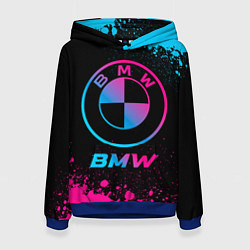 Толстовка-худи женская BMW - neon gradient, цвет: 3D-синий