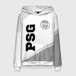Толстовка-худи женская PSG sport на светлом фоне: символ и надпись вертик, цвет: 3D-белый