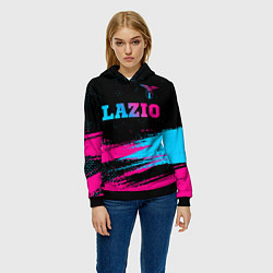 Толстовка-худи женская Lazio - neon gradient: символ сверху, цвет: 3D-черный — фото 2