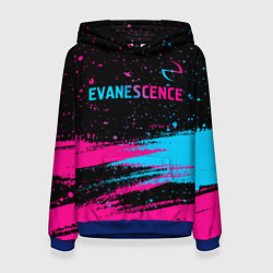Толстовка-худи женская Evanescence - neon gradient: символ сверху, цвет: 3D-синий