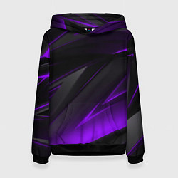 Толстовка-худи женская Черно-фиолетовая геометрическая абстракция, цвет: 3D-черный