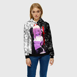 Толстовка-худи женская Пауэр с мечом - Человек бензопила, цвет: 3D-черный — фото 2