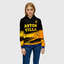 Толстовка-худи женская Aston Villa - gold gradient: символ сверху, цвет: 3D-синий — фото 2