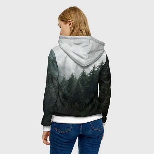 Женская толстовка Туманный хвойный лес / 3D-Белый – фото 4