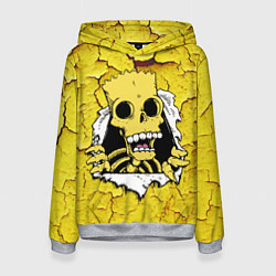 Женская толстовка Скелет Барта Симпсона разрывает штукатурку стены
