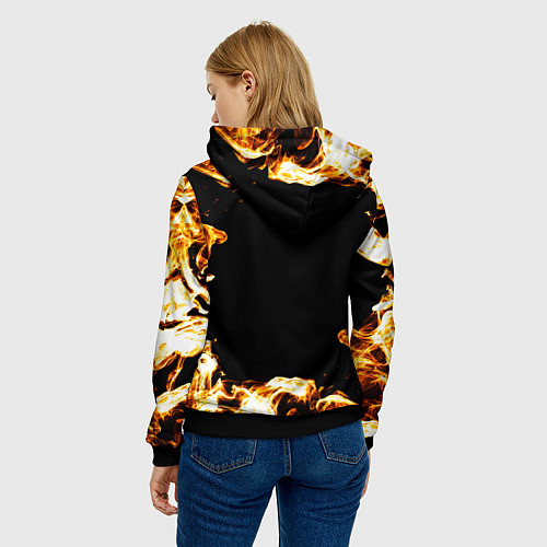 Женская толстовка Scorpions рок кот и огонь / 3D-Черный – фото 4