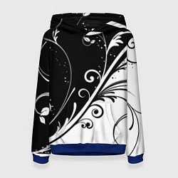 Женская толстовка Симметричные чёрно белые цветы Symmetrical black a