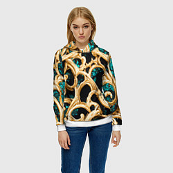 Толстовка-худи женская Золотые ветви, цвет: 3D-белый — фото 2