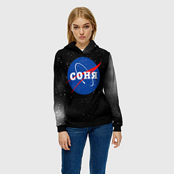 Толстовка-худи женская Соня Наса космос, цвет: 3D-черный — фото 2