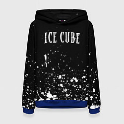 Толстовка-худи женская Ice Cube - брызги краски, цвет: 3D-синий