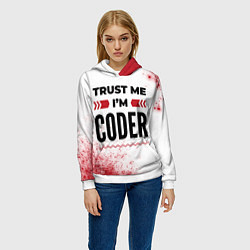 Толстовка-худи женская Trust me Im coder white, цвет: 3D-белый — фото 2