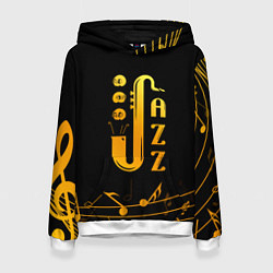 Толстовка-худи женская Jazz - ноты, цвет: 3D-белый